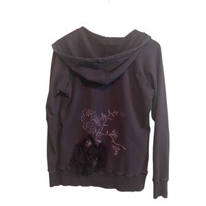 Y2k Plum Purple Embroidered Slim Fit Full Zip Hooded Jacket Size Large